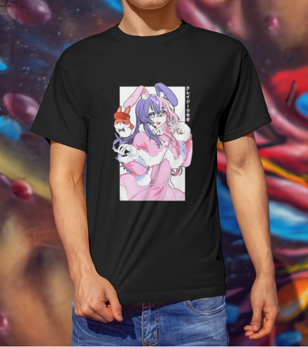 Punkalopi Gamer Supps クレイジーウサギ Bunny Anime Character T-Shirt