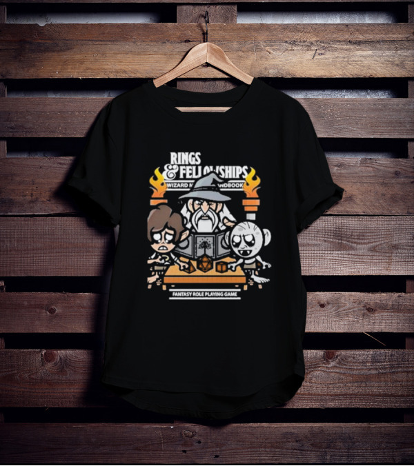 Rings And Fellowships Wizard Magic Handbook Fantasy Role Playing Game T-Shirt
