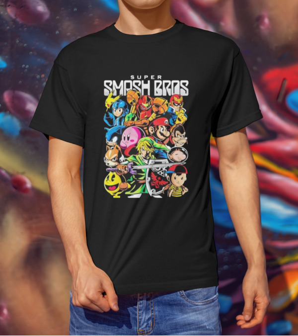 Super Smash Bros Iconic Video Game Characters Draculabyte Wario64 T-Shirt