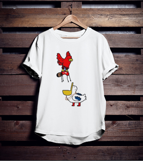 Atlanta Hawks Trade Dejounte Murray Featuring Cartoon Red Hawk Flying Over Pelican T-Shirt