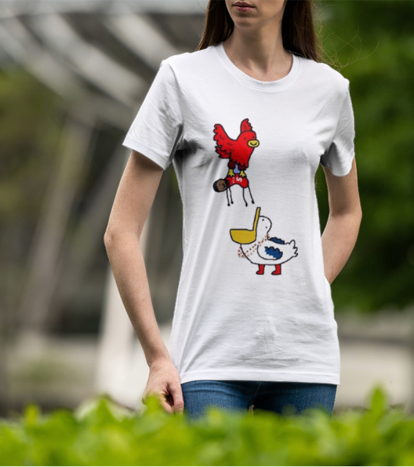 Atlanta Hawks Trade Dejounte Murray Featuring Cartoon Red Hawk Flying Over Pelican T-Shirt