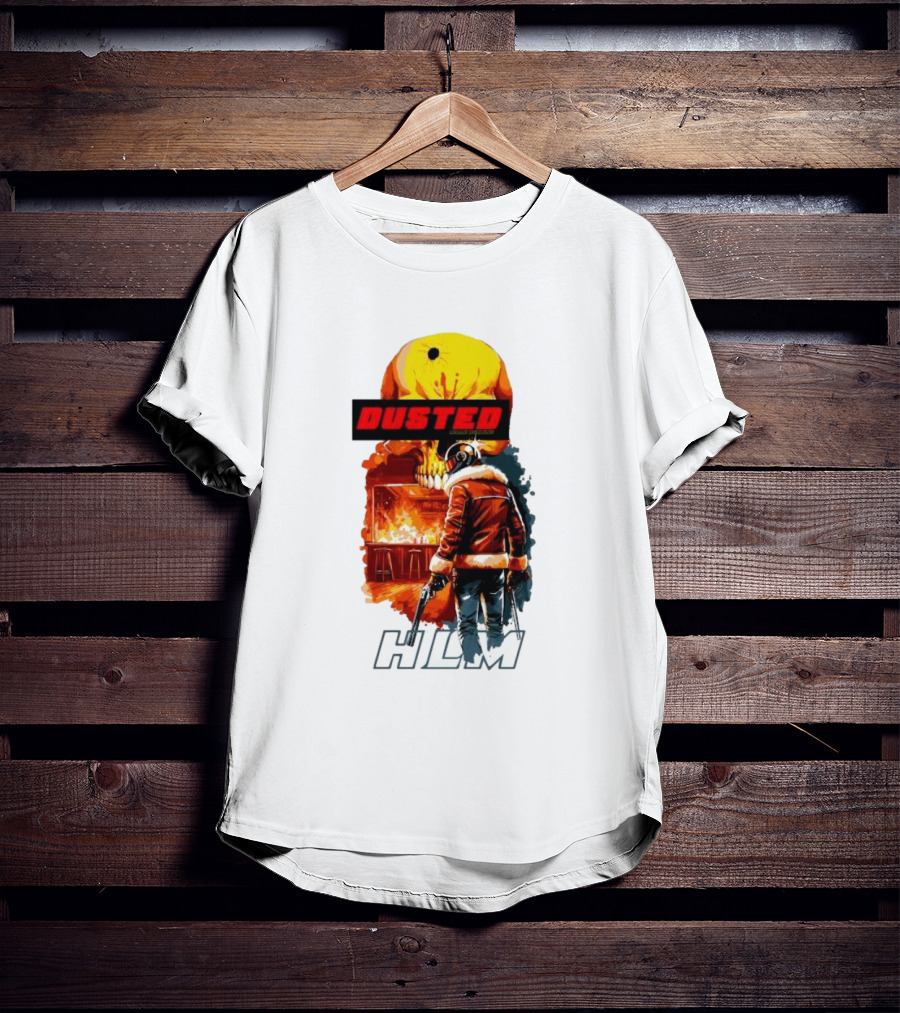 Dusted Miami Burnine Hlm Flame Skull Pilot Jacket Guns T-Shirt