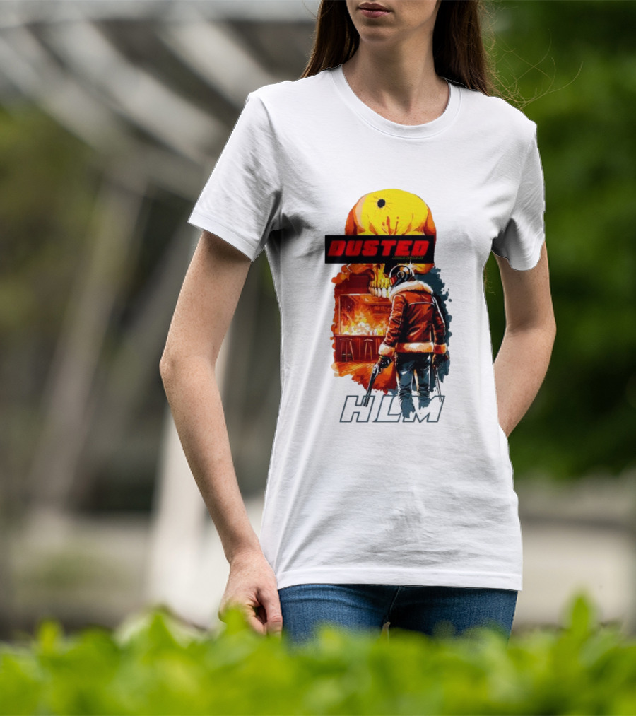 Dusted Miami Burnine Hlm Flame Skull Pilot Jacket Guns T-Shirt