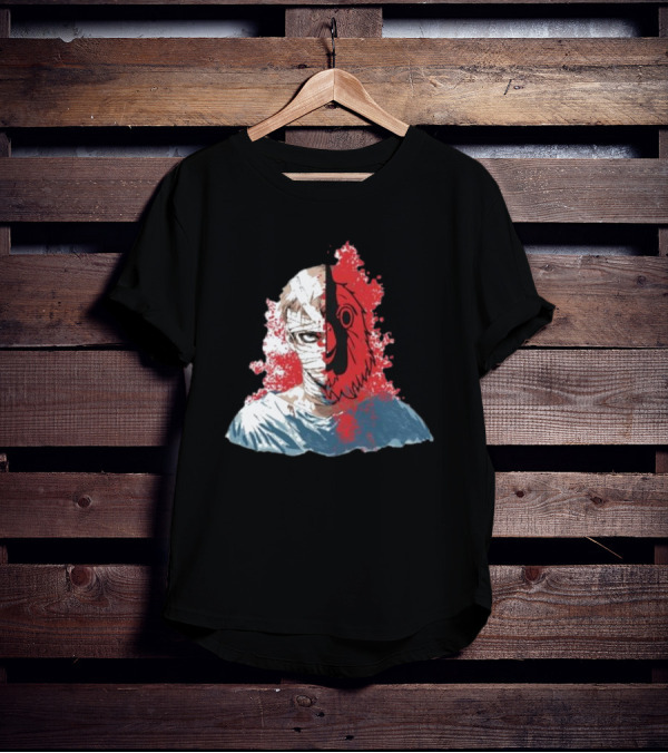 Hospital Jacket Escape Graphic Red Splatter Masked Face T-Shirt