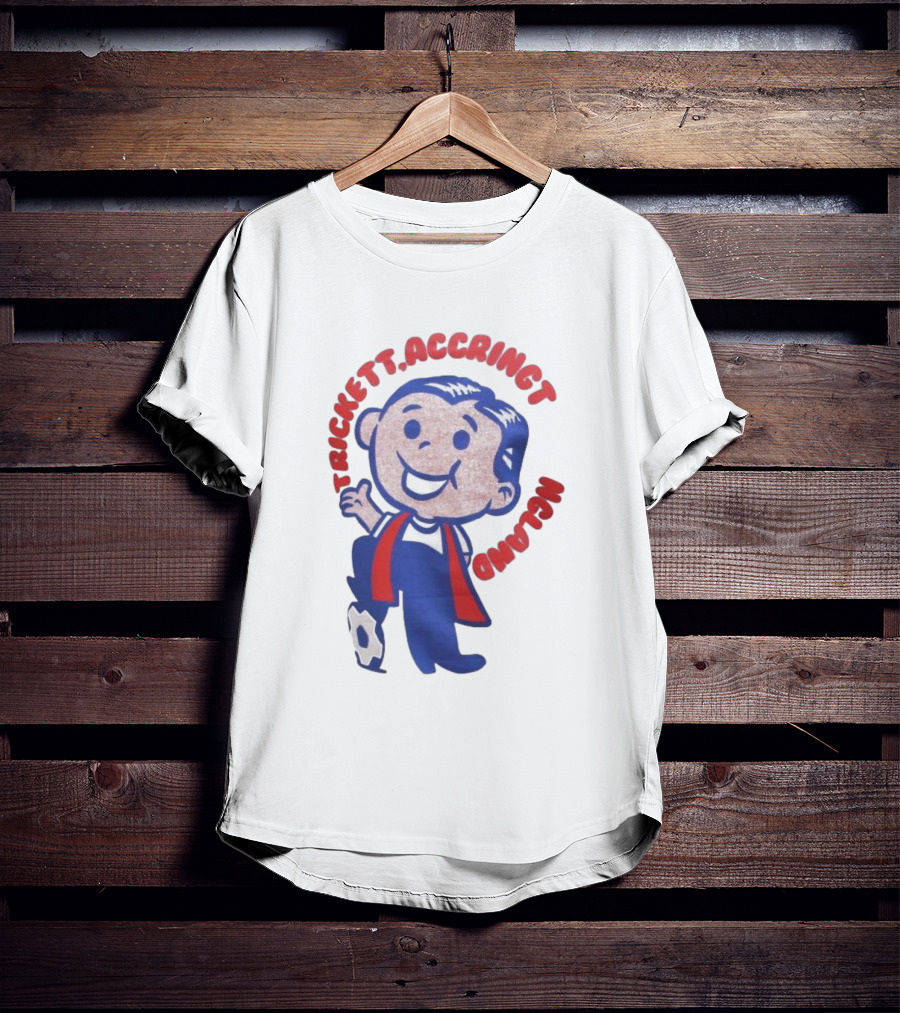 Trickett Accrington England Soccer Boy Cartoon Character T-Shirt