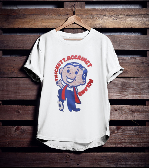 Trickett Accrington England Soccer Boy Cartoon Character T-Shirt