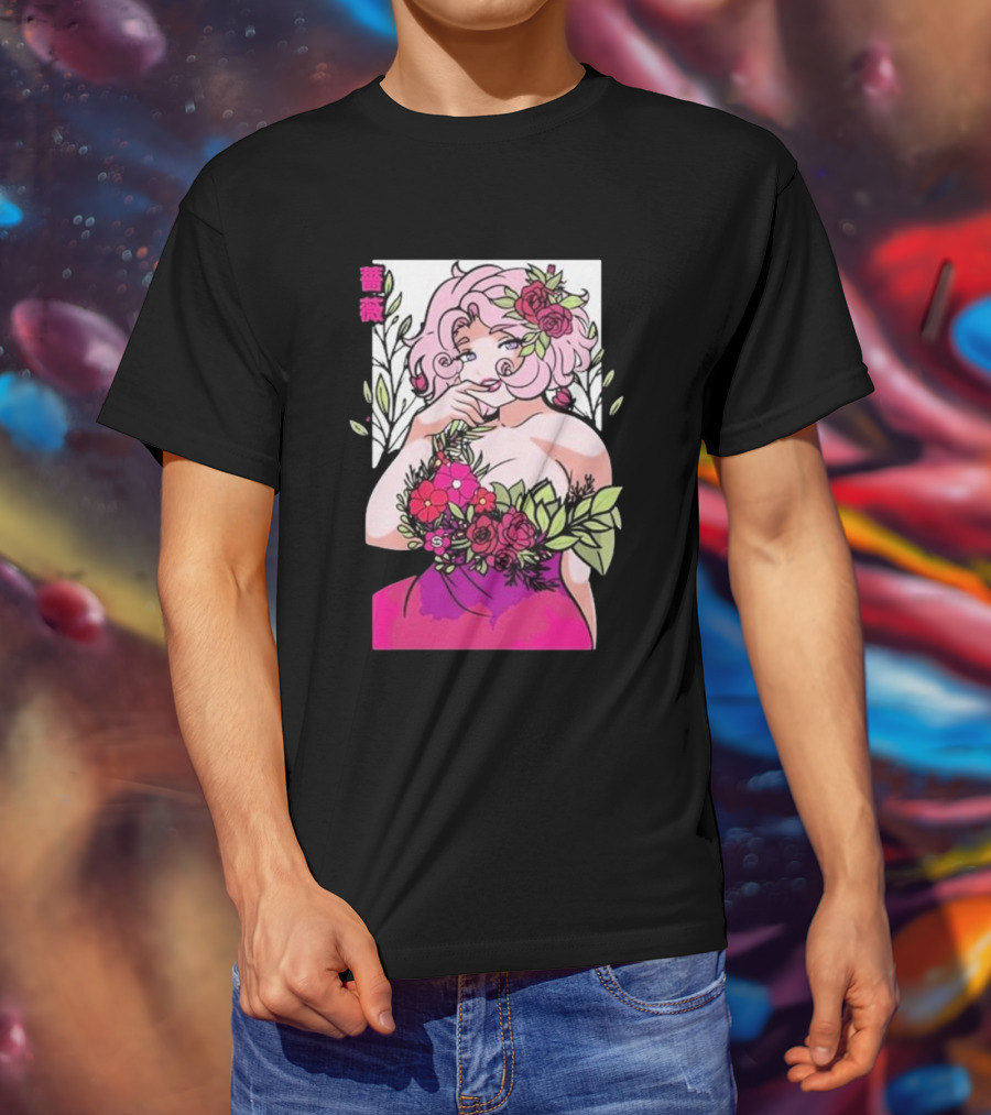 Ph1lza Game Supp Floral Anime Character T-Shirt