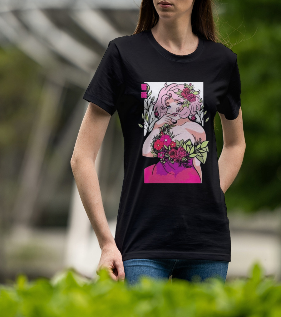 Ph1lza Game Supp Floral Anime Character T-Shirt