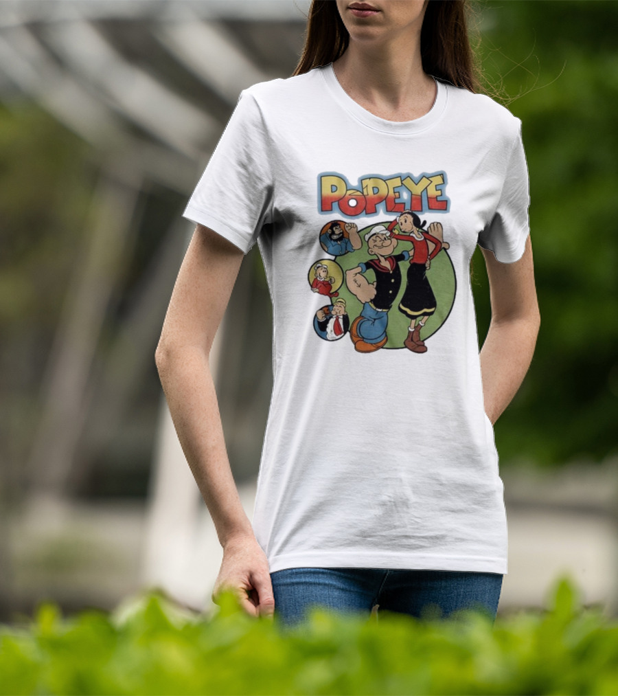 Popeye And Olive Oyl Cartoon Characters Sailor Spinach Classic Animation T-Shirt