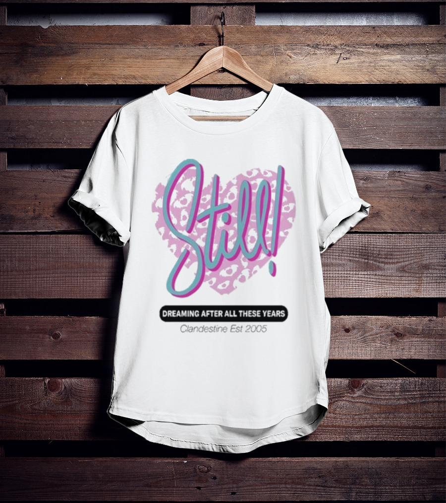 Still Dreaming After All These Years Clandestine Est 2005 Leopard Print Heart T-Shirt