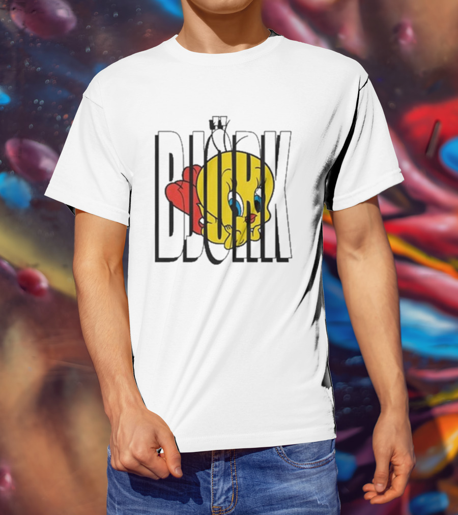 Lxix Apparel Tweety Bjork Bold Cartoon Contrast T-Shirt