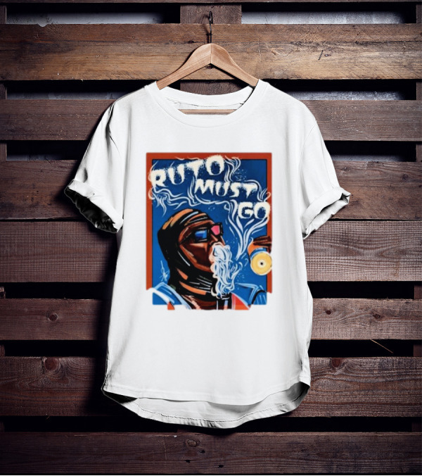 Ruto Must Go Bold Illustration With Smoking Character T-Shirt