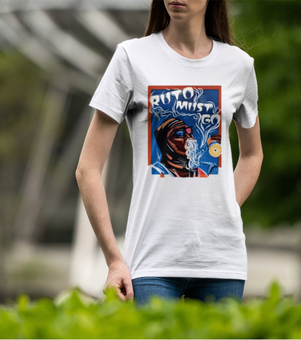 Ruto Must Go Bold Illustration With Smoking Character T-Shirt