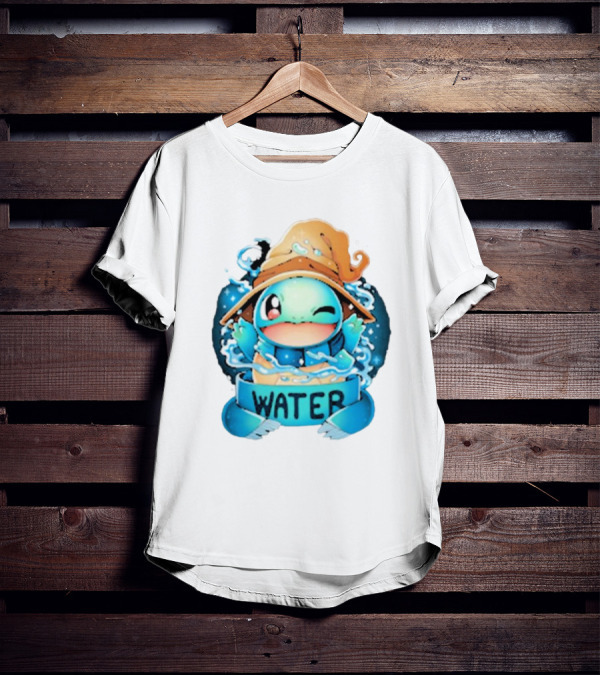Squirtle Wizard Water Winking Blue Hat T-Shirt