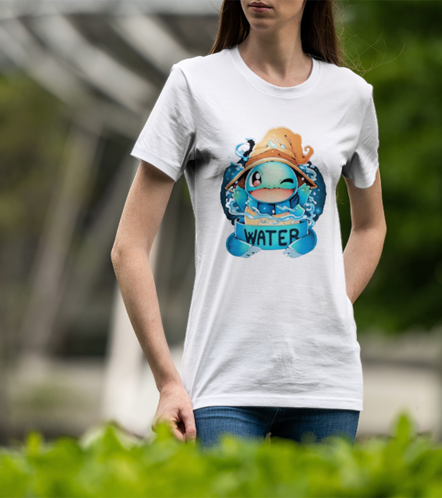 Squirtle Wizard Water Winking Blue Hat T-Shirt