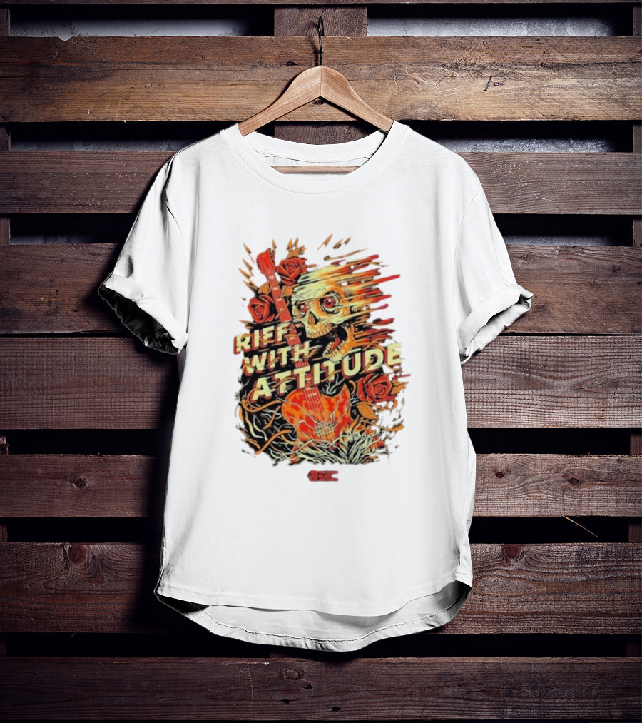 Nuclear Blast Records Riff With Attitude Skull Guitar Roses T-Shirt