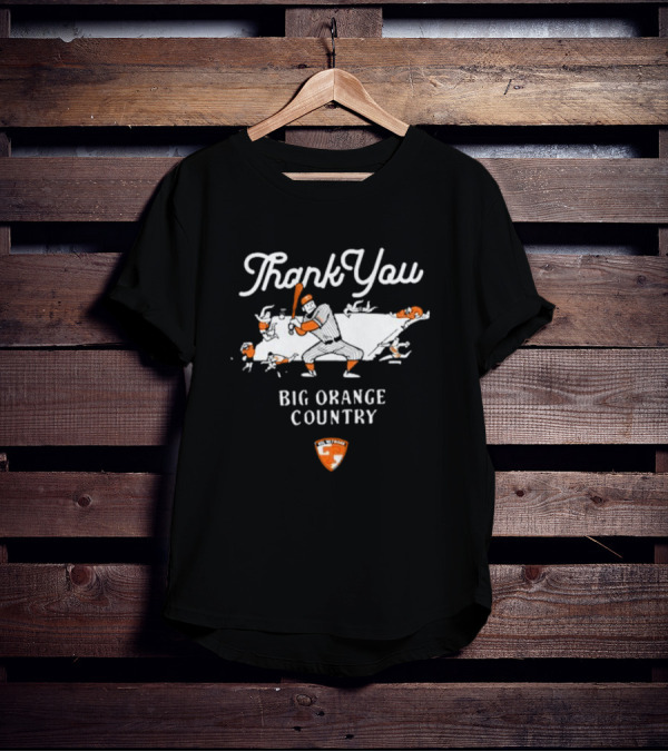 Thank You Big Orange Country Baseball Icon Map Player With Helmet And Bat T-Shirt