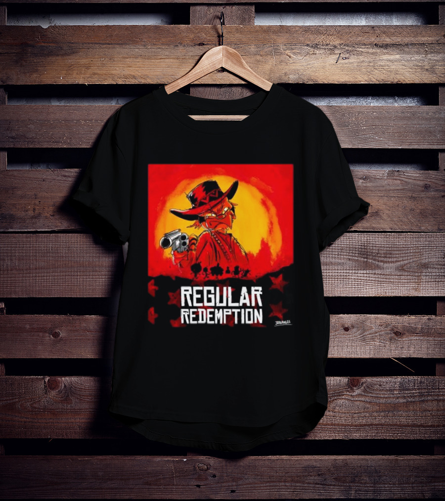 Regular Redemption Cartoon Cowboy Western Gunman T-Shirt