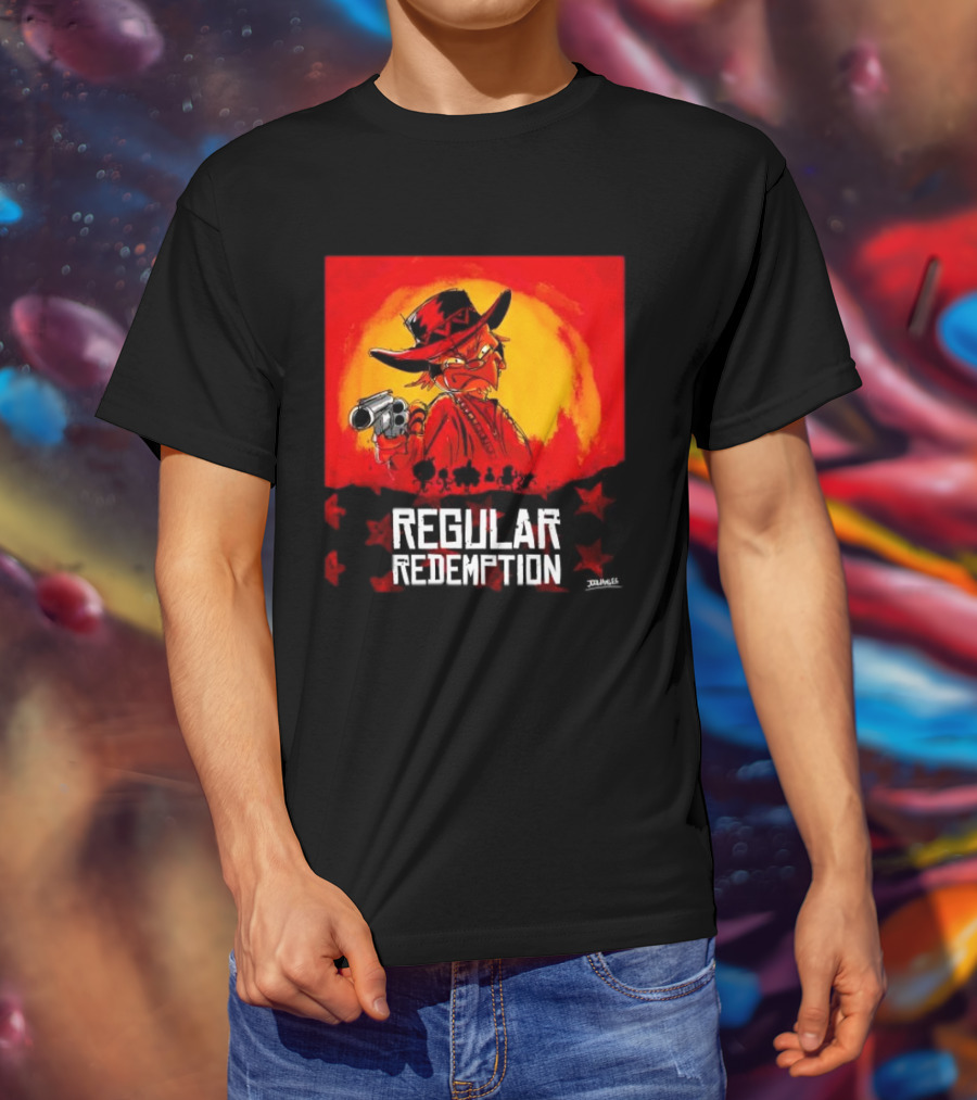 Regular Redemption Cartoon Cowboy Western Gunman T-Shirt