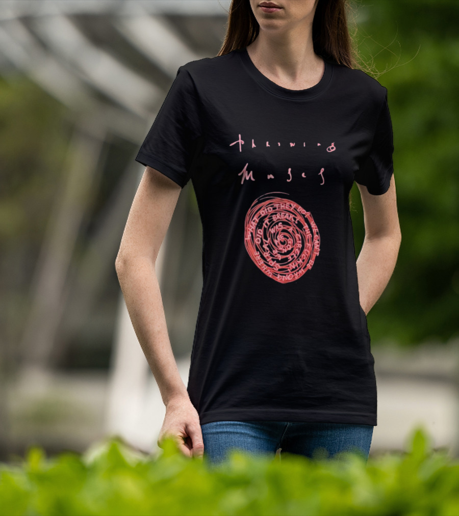Throwing Muses Snailhead Spiral Text Fluorescent Screen Printed T-Shirt