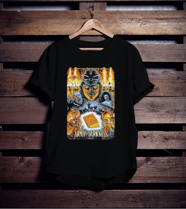 Trapped In Time Surrounded By Evil Low On Gas Army Of Darkness Necronomicon Evil Dead Horror Collage T-Shirt