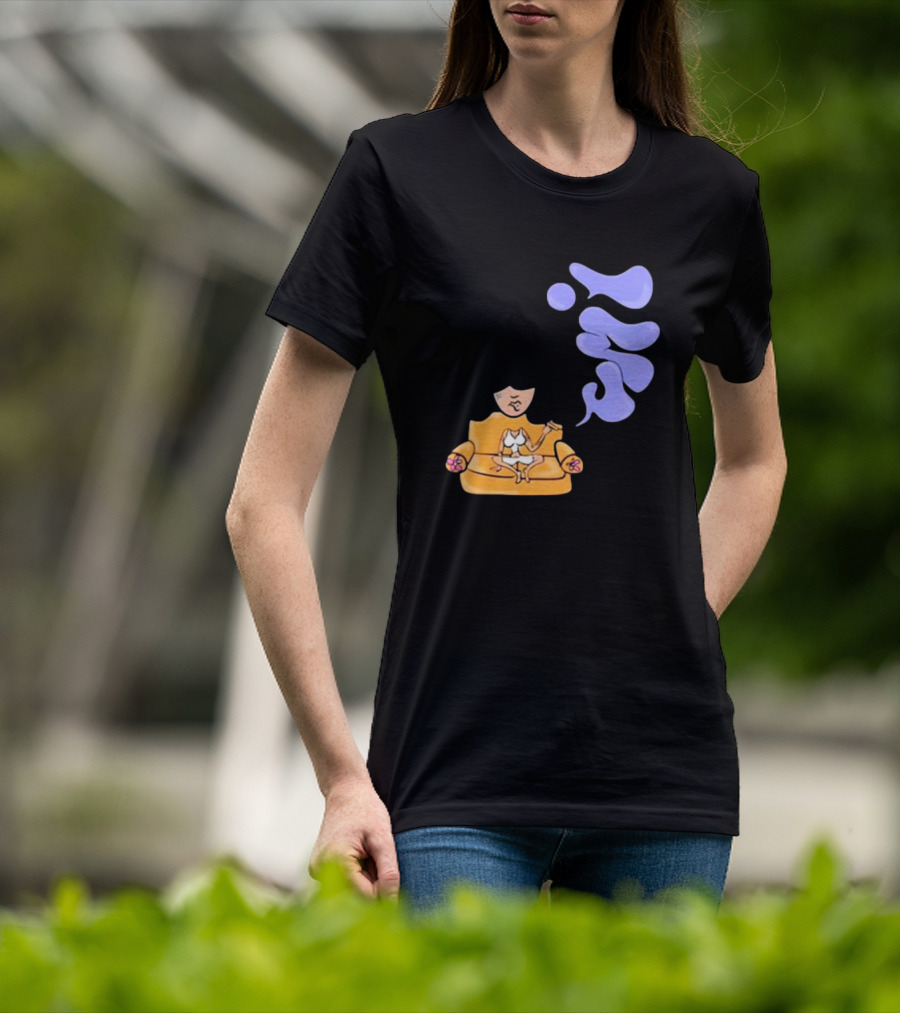 Umi Sitting On Couch With Whoisumi Stylized Smoke T-Shirt