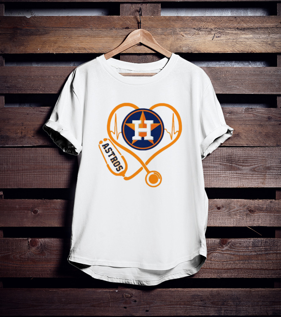Heartbeat Nurse Love Houston Astros Stethoscope T-Shirt