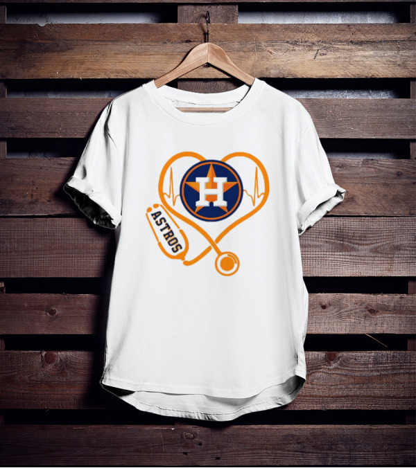 Heartbeat Nurse Love Houston Astros Stethoscope T-Shirt