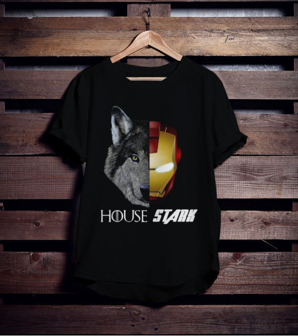 House Stark Iron Man Wolf Helm Stark T-Shirt