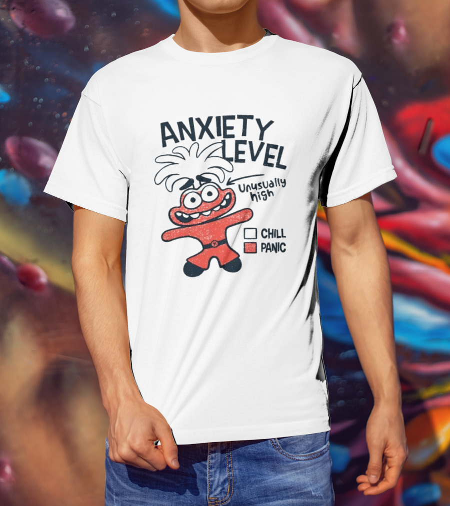 Anxiety Level Unusually High Chill Panic Cartoon Character T-Shirt
