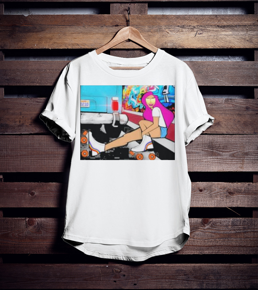 Tasha Vibrant Roller Skating Cali Street Art Vibe T-Shirt
