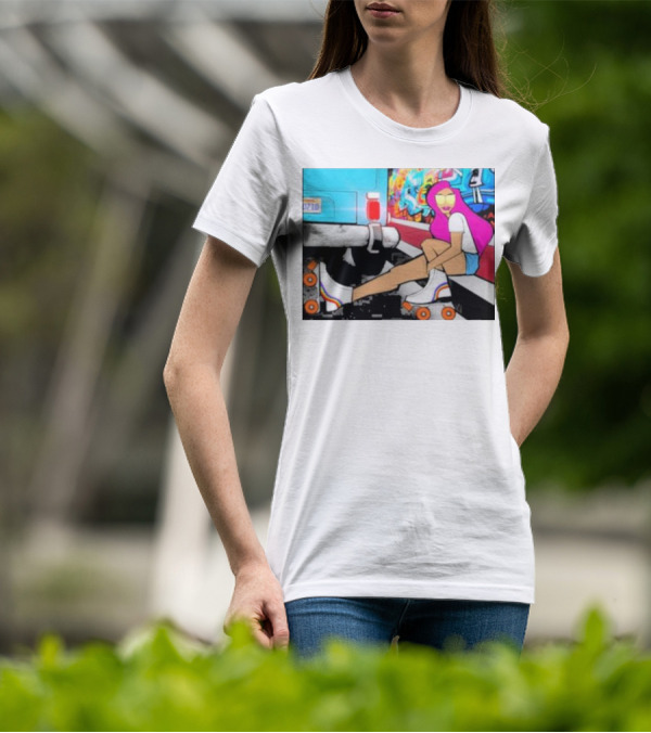 Tasha Vibrant Roller Skating Cali Street Art Vibe T-Shirt