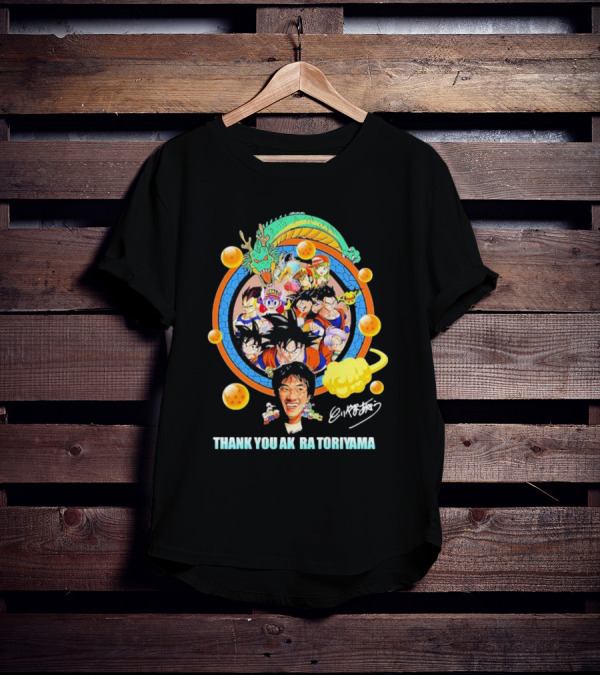 Thank You Akira Toriyama Dragon Ball Characters And Shenron With Dragon Balls T-Shirt