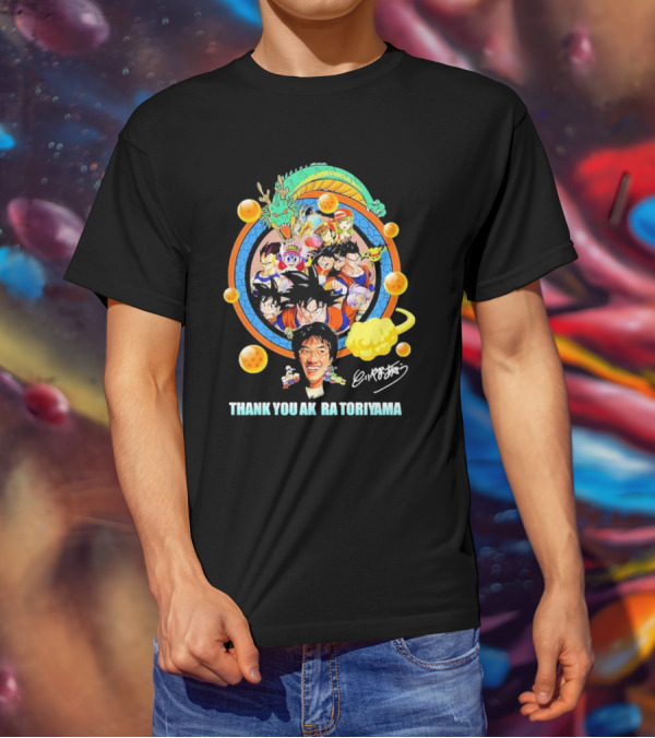 Thank You Akira Toriyama Dragon Ball Characters And Shenron With Dragon Balls T-Shirt