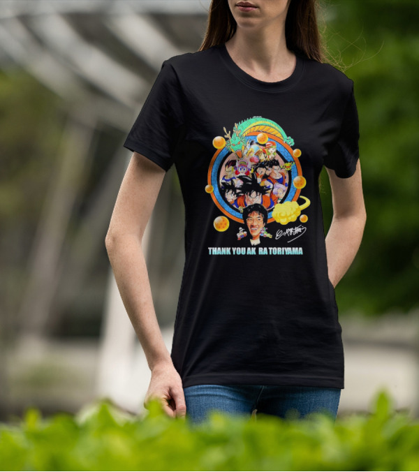 Thank You Akira Toriyama Dragon Ball Characters And Shenron With Dragon Balls T-Shirt