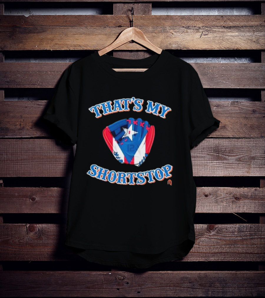 THAT'S MY SHORTSTOP Puerto Rican Flag Baseball Glove T-Shirt
