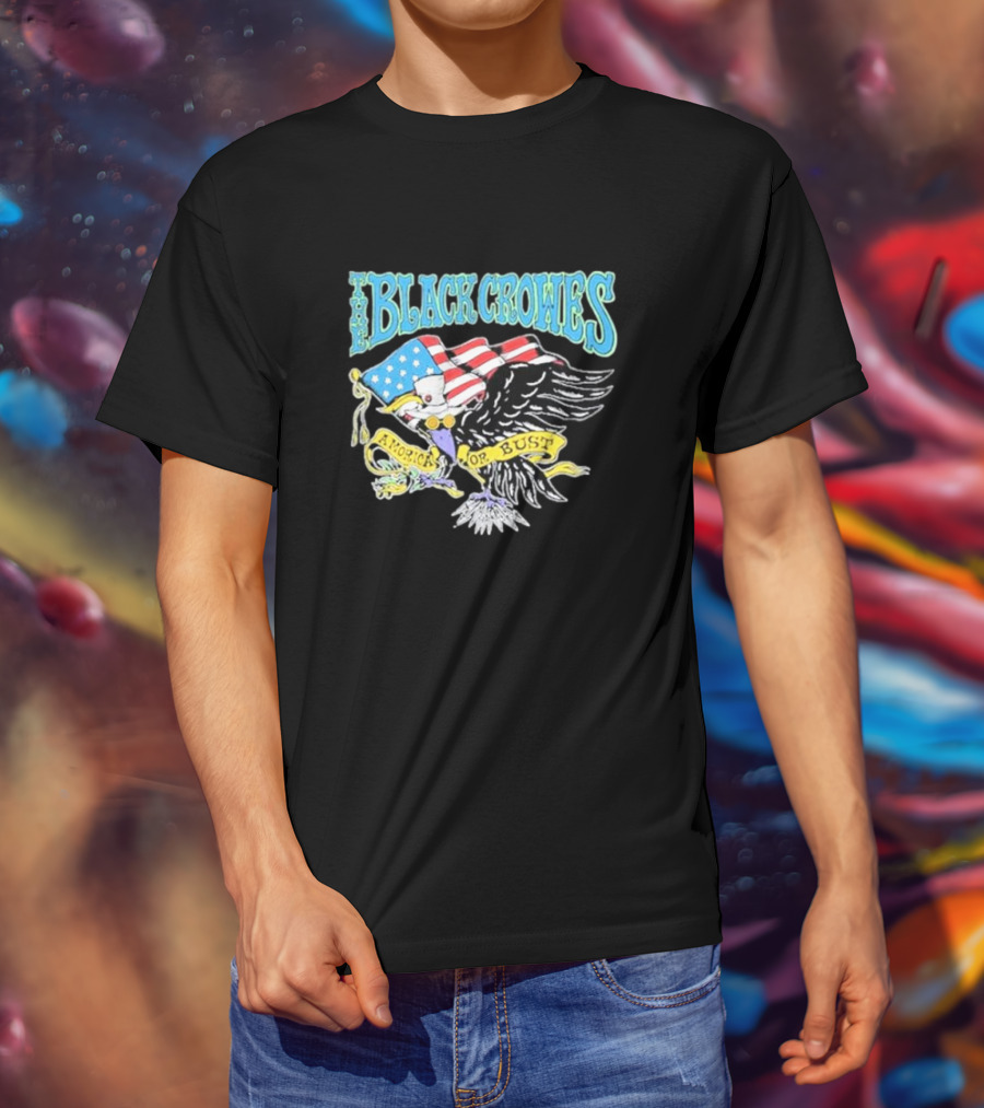 The Black Crowes Amorica Or Bust Eagle With American Flag Wings T-Shirt