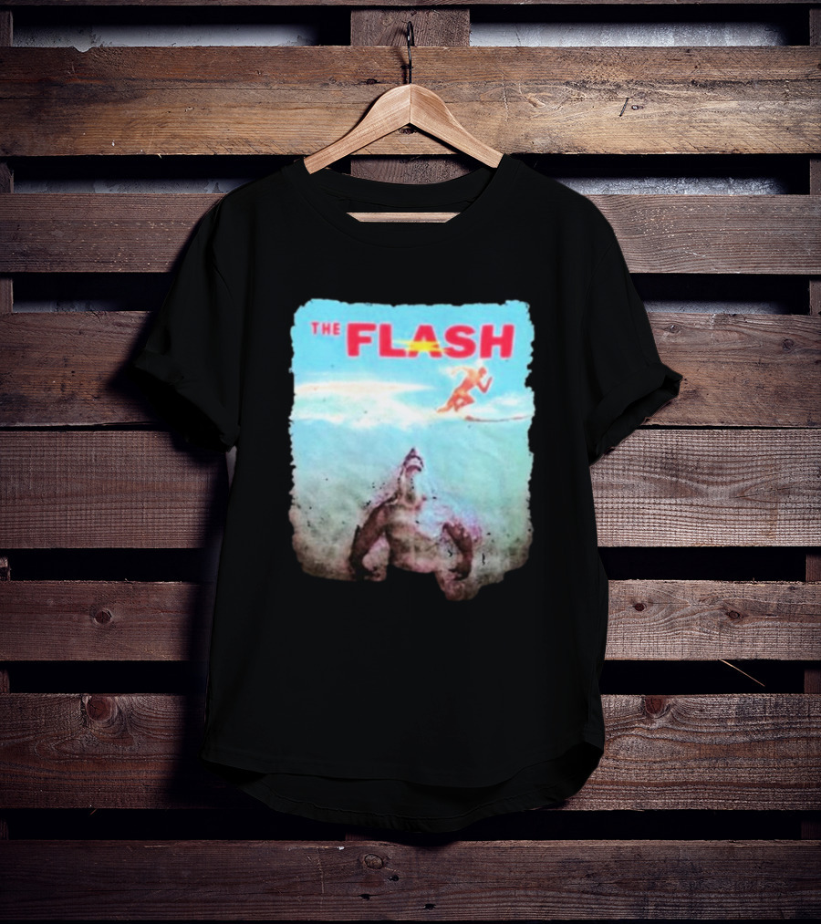 The Flash Running Above King Shark In Ocean T-Shirt