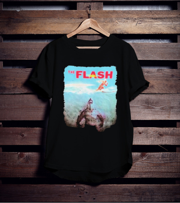 The Flash Running Above King Shark In Ocean T-Shirt