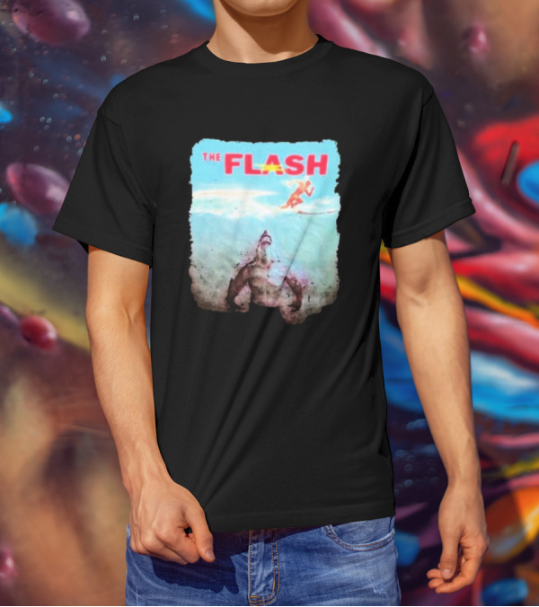 The Flash Running Above King Shark In Ocean T-Shirt