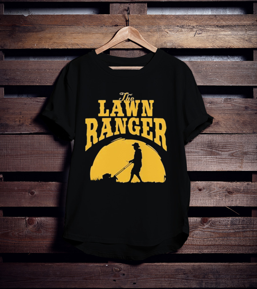 The Lawn Ranger Mower Silhouette Against Setting Sun T-Shirt