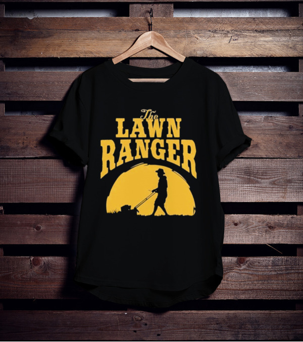 The Lawn Ranger Mower Silhouette Against Setting Sun T-Shirt