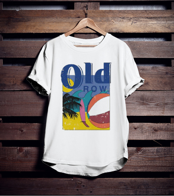 Old Row Beach Scene With Palm Trees And Beach Ball T-Shirt