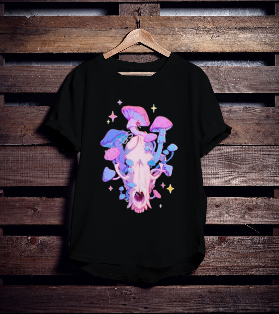 Simkaye Storenvy Magic Raccoon Skull Psychedelic Mushrooms Stars T-Shirt