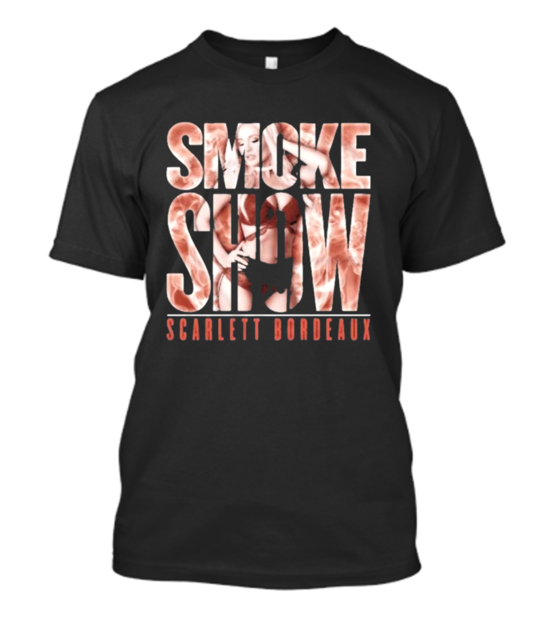SMOKE SHOW SCARLETT BORDEAUX Text And Image Combination T-Shirt
