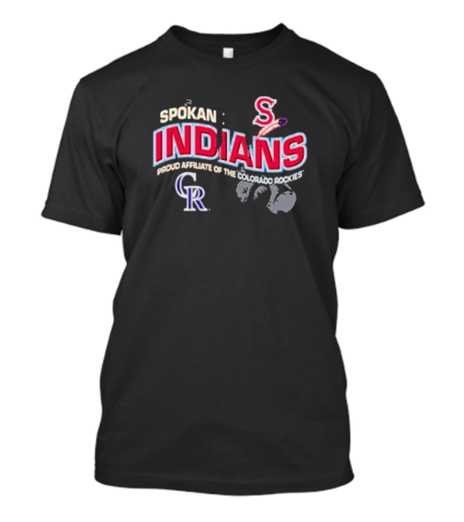 Spokane Indians Proud Affiliate Of The Colorado Rockies Black T-Shirt