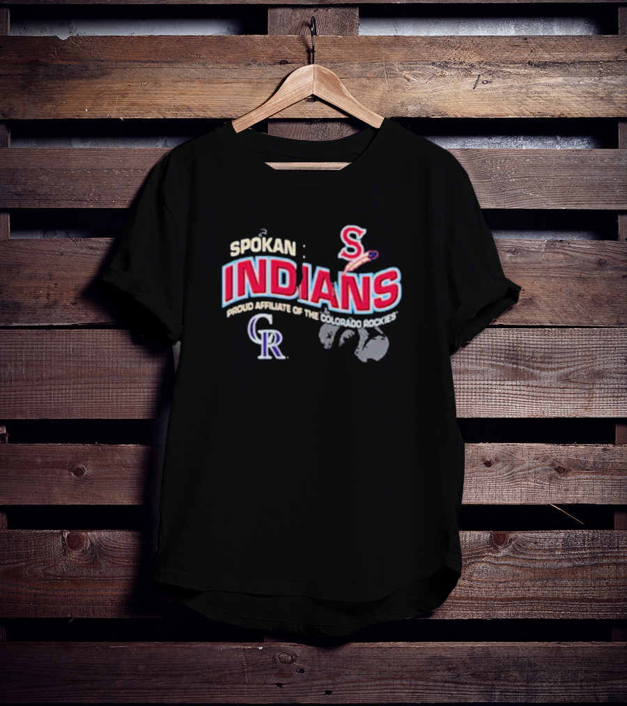 Spokane Indians Proud Affiliate Of The Colorado Rockies Black T-Shirt