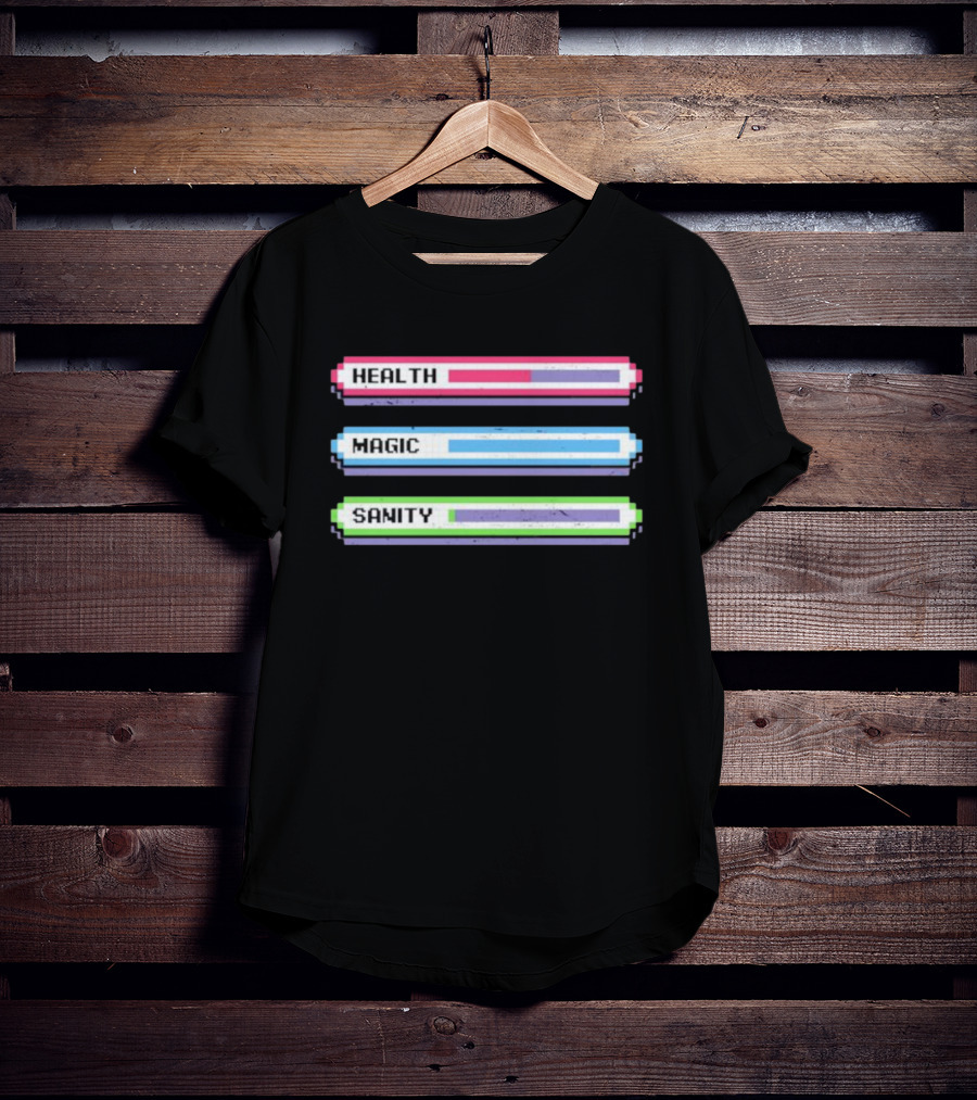 Health Magic Sanity Stats Bar Pixel T-Shirt