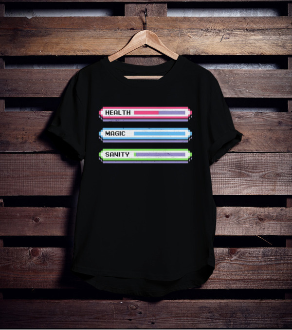 Health Magic Sanity Stats Bar Pixel T-Shirt