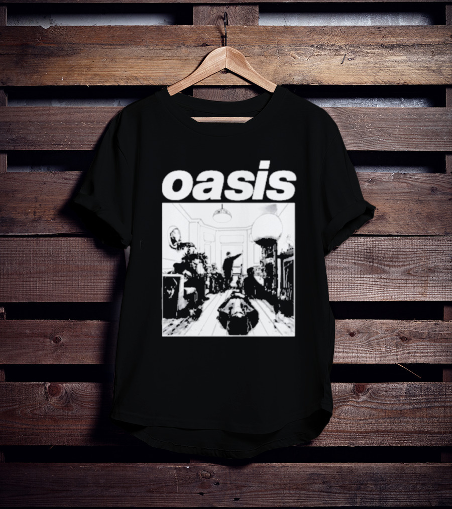 Oasis Definitely Maybe Monochrome Room Scene T-Shirt